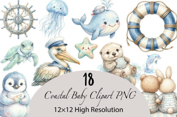 Download Watercolor Coastal Baby Clipart PNG - Baby clipart Collection