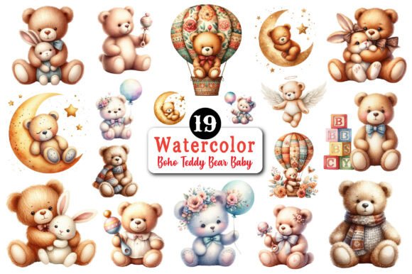 Download Boho Teddy Bear Baby Clipart - Premium Resources