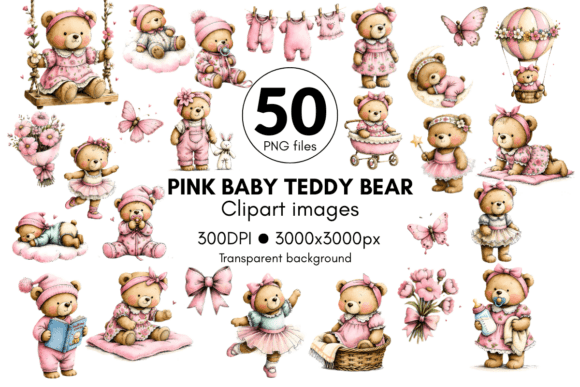 Download Pink Teddy Bear Baby Clipart - Premium Resources