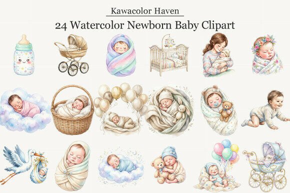 Download Watercolor Newborn Baby Clipart - Premium Resources
